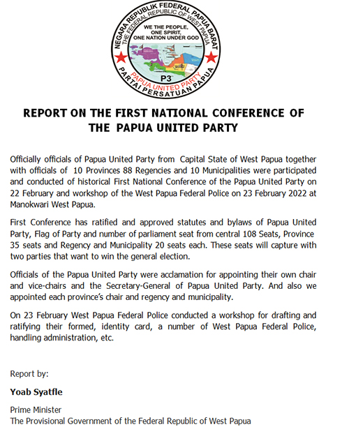 National Conference  West-Papua 1-4 March 2022