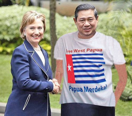 Hillary Clinton feliliceert SBY met zijn overwinning als partijleider van de OPM